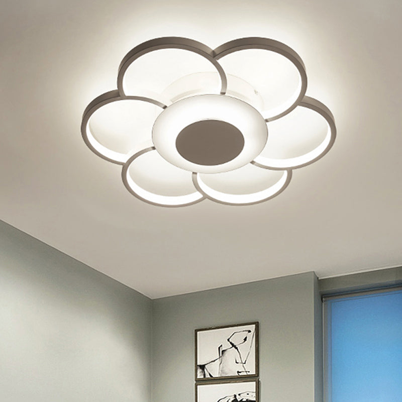 Floral Bedroom LED Flush Mount Light Acrylic 19.5"/25.5" Wide Simple Ceiling Light Fixture in Warm/White/Natural Light