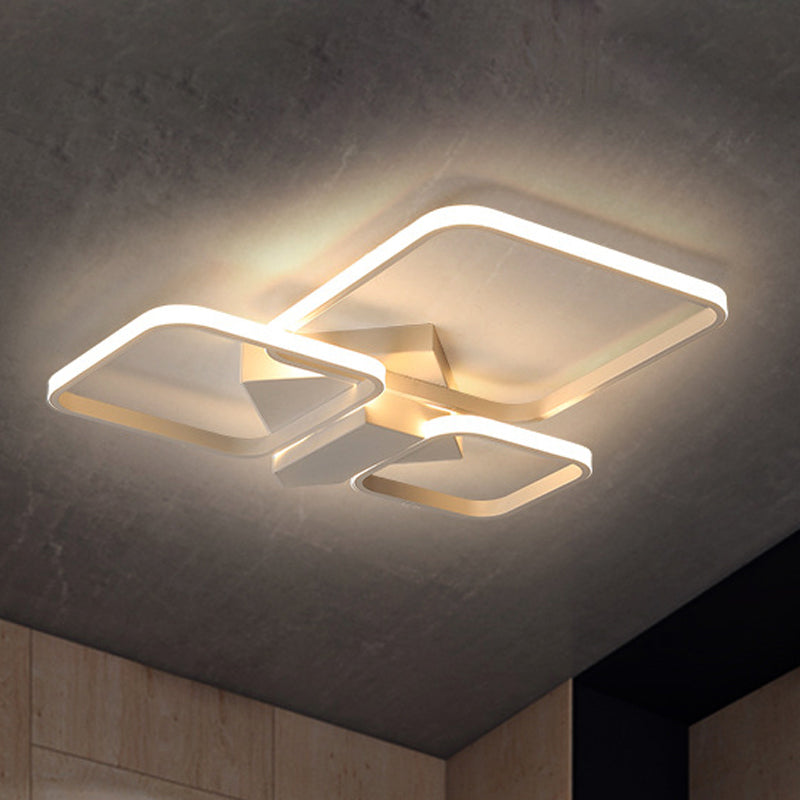 Vierkante Semi Flush Mount Licht Eenvoudige Acryl LED Wit Plafond Gemonteerd Armatuur in Warm/Wit Licht