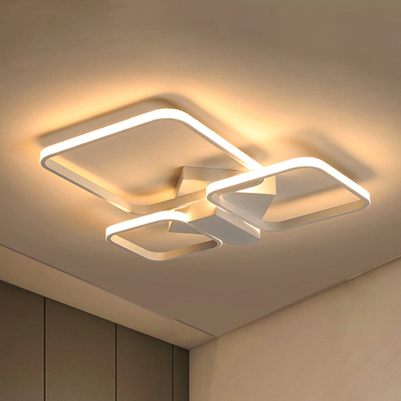 Vierkante Semi Flush Mount Licht Eenvoudige Acryl LED Wit Plafond Gemonteerd Armatuur in Warm/Wit Licht