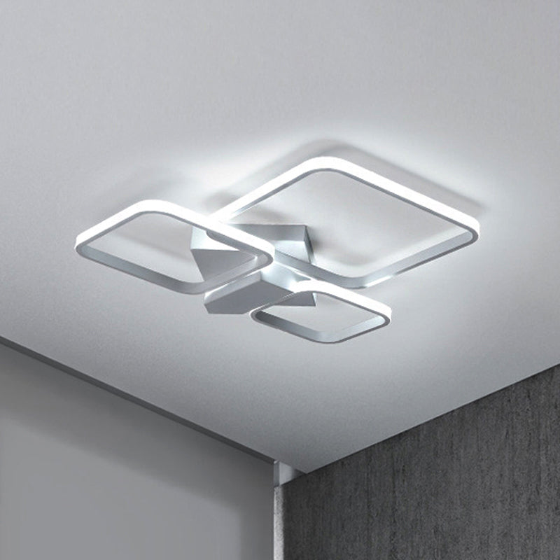 Square Semi Flush Mount Light Simple Acrylic LED White Ceiling Mounted Fixture in Warm/White Light