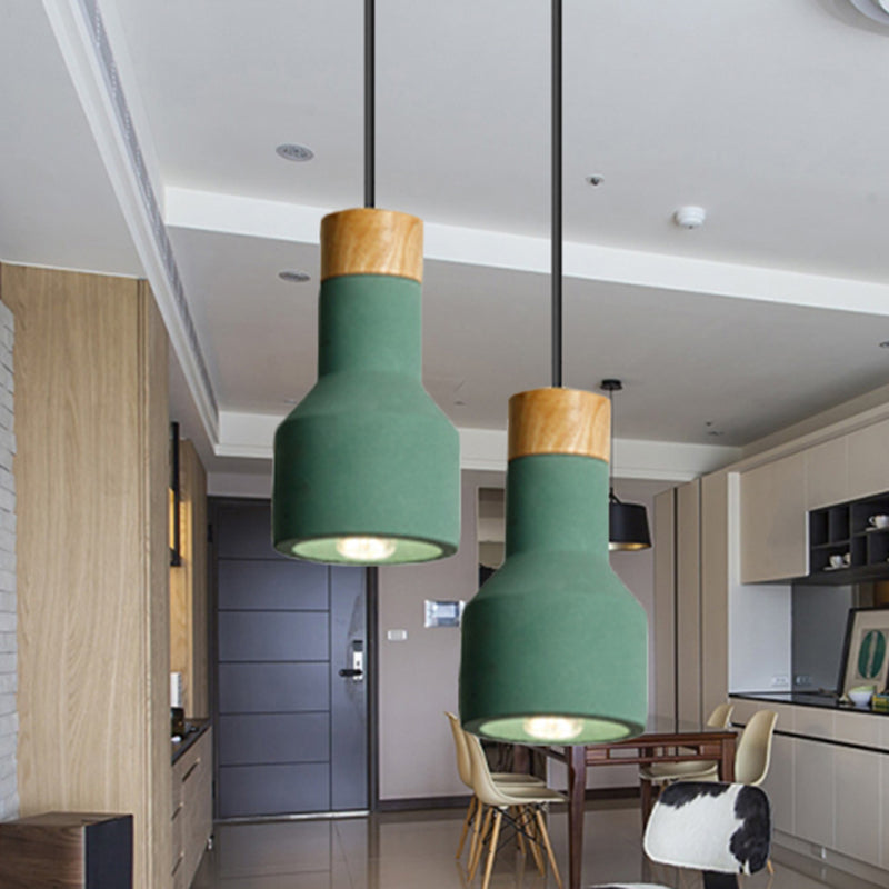 Nordic Stylish Ceiling Pendant Torch Shape One Light Cement Hanging Light for Bedroom Hotel