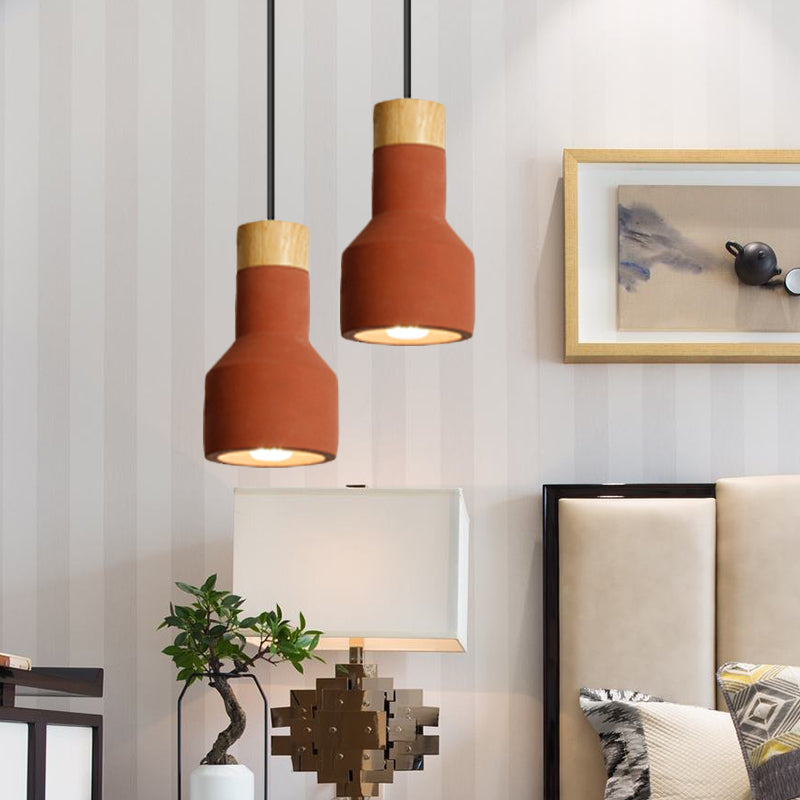 Nordic Stylish Ceiling Pendant Torch Shape One Light Cement Hanging Light for Bedroom Hotel