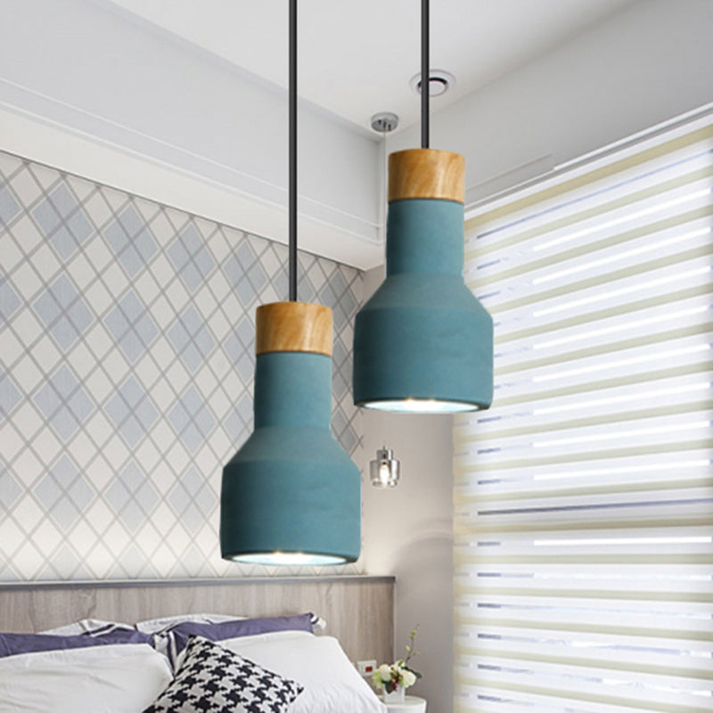 Nordic Stylish Ceiling Pendant Torch Shape One Light Cement Hanging Light for Bedroom Hotel