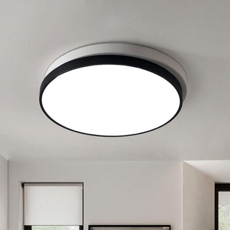 Lampada da incasso a disco in metallo moderna da 11"/15"/19" diametro LED nero per montaggio a incasso a soffitto per corridoio con paralume in acrilico