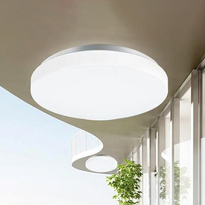 Simple Round Ceiling Mounted Armatuur met Acrylic Shade Metal White LED 7.5 "/9" /12 " Dia Flush Ceiling Light for Bedroom