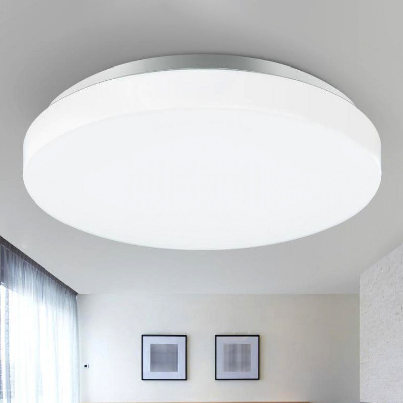 Luminaire simple monté au plafond rond pour chambre à coucher avec acrylique Shadow Metallic White LED 7.5 "/ 9" / 12 "diamètre encastré plafonnier