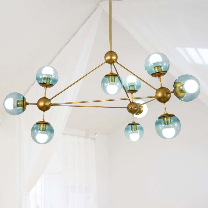 Modo Living Room Pendant Lamp Metal & Glass Multi-Head Contemporary Chandelier in Blue