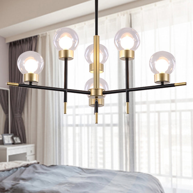 Adult Bedroom Modo Chandelier Metal Modern Style Suspension Light with Clear/White Glass Shade