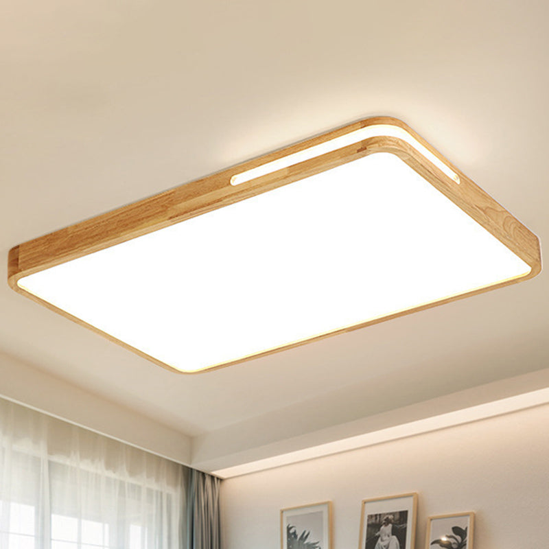 Japanese Style Beige Ceiling Mount Light Rectangle Acrylic LED Ceiling Lamp for Study Room