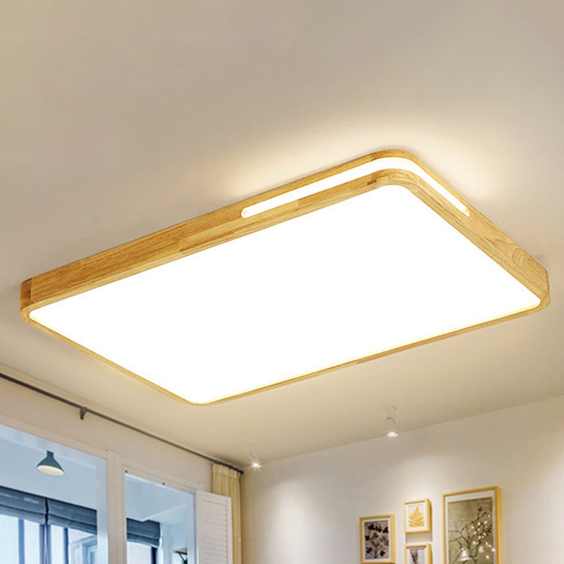 Japanese Style Beige Ceiling Mount Light Rectangle Acrylic LED Ceiling Lamp for Study Room