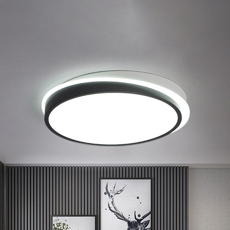 18"/23.5" Dia Black Circular Flush Mount Ceiling Light Simple Metal LED Study Room Ceiling Flush Mount in Warm/White with Acrylic Diffuser