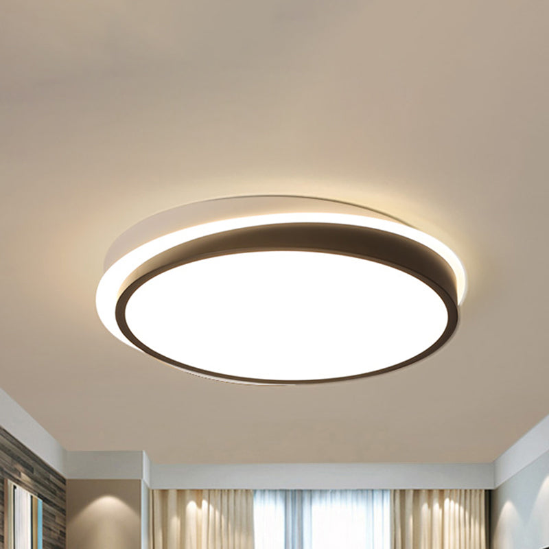 18 "/23.5" Dia Black Circular Flush Mount Ceiling Light Simple Metal LED Study Room Ceiling Flush Mount in Warm / White with Acrylic Diffuser