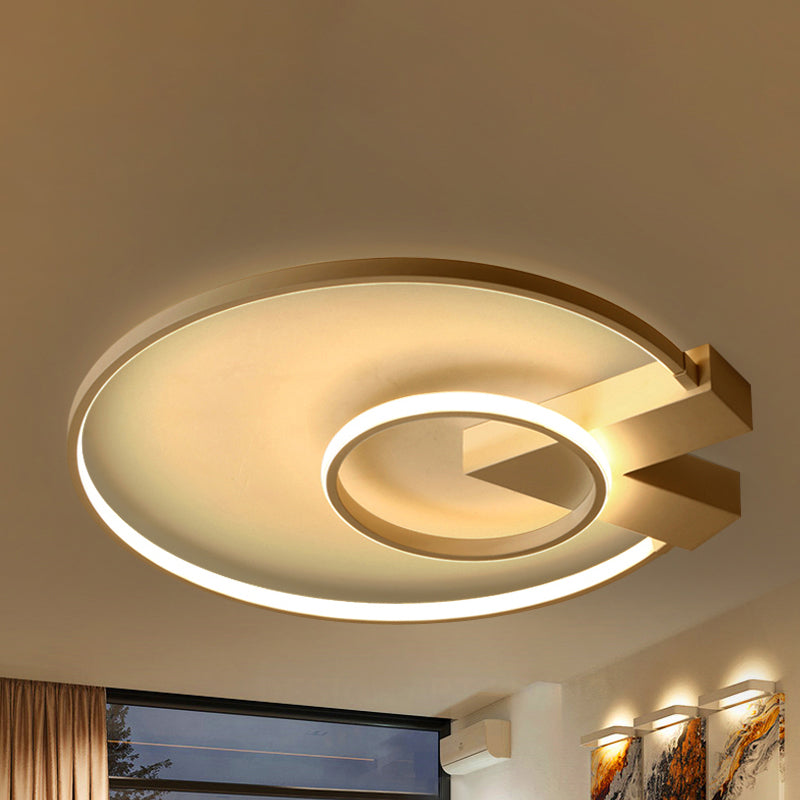 White/Gold Circular Flushmount Modern Single Light Acrylic Ceiling Lighting Fixture in Warm/White/Natural Light