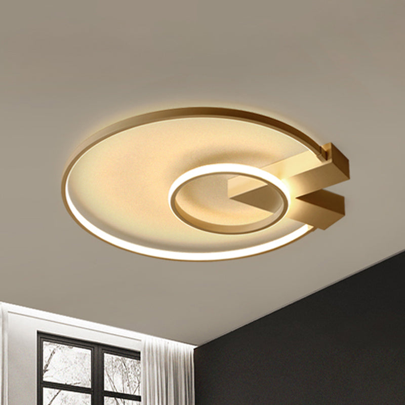 White/Gold Circular Flushmount Modern Single Light Acrylic Ceiling Lighting Fixture in Warm/White/Natural Light