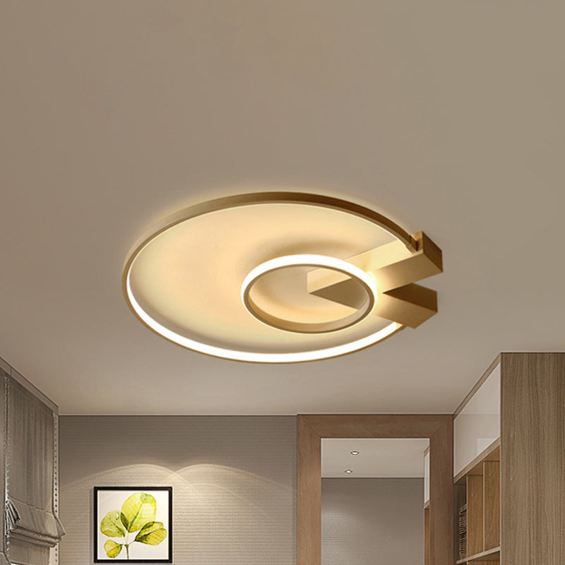 White/Gold Circular Flushmount Modern Single Light Acrylic Ceiling Lighting Fixture in Warm/White/Natural Light