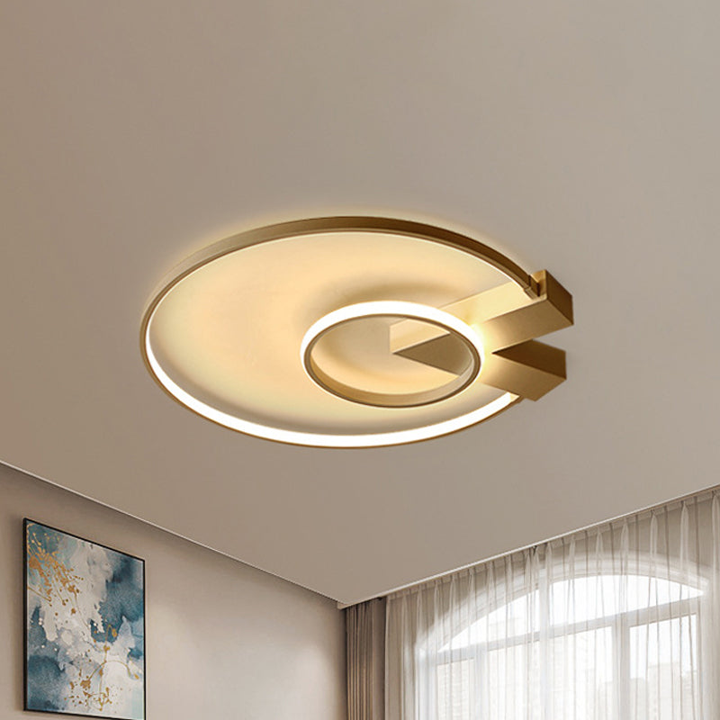 White/Gold Circular Flushmount Modern Single Light Acrylic Ceiling Lighting Fixture in Warm/White/Natural Light