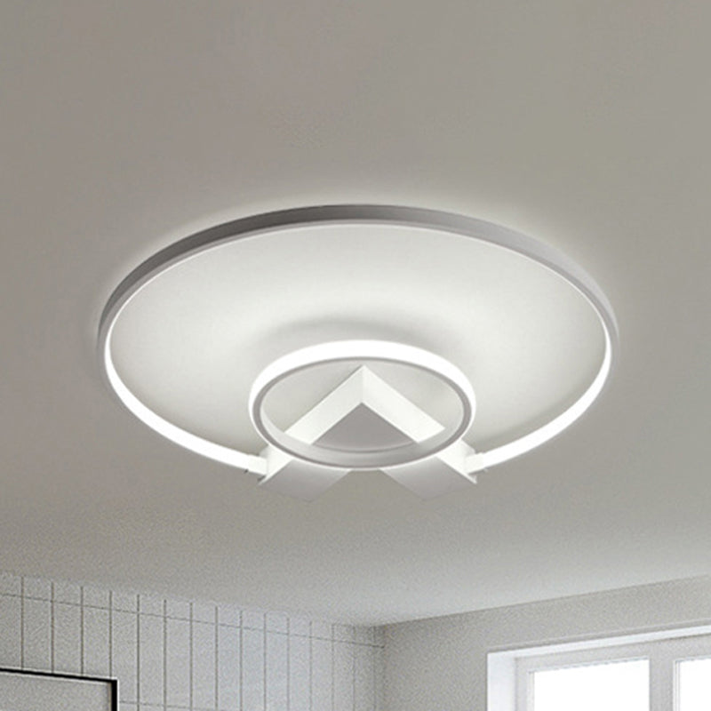 White/Gold Circular Flushmount Modern Single Light Acrylic Ceiling Lighting Fixture in Warm/White/Natural Light