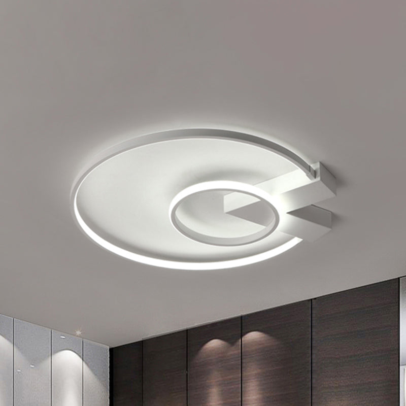 White/Gold Circular Flushmount Modern Single Light Acrylic Ceiling Lighting Fixture in Warm/White/Natural Light