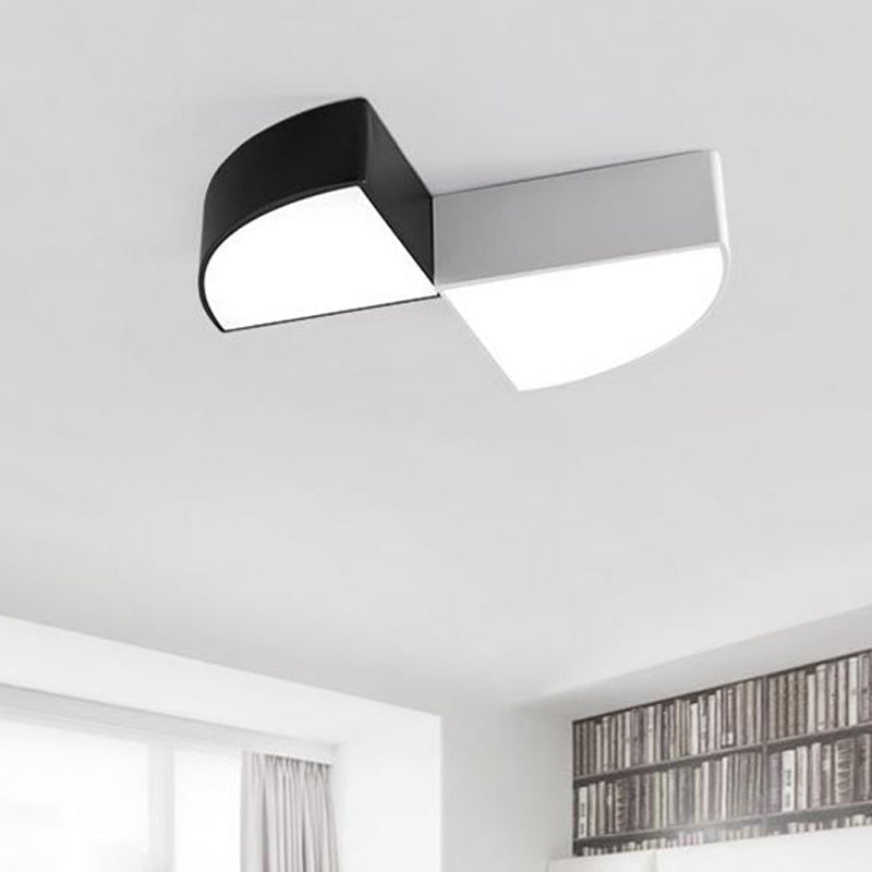 White/Black Sector Flush Light Modernist Led 10"/12"/14" Wide Metal Flush Mount Ceiling Fixture