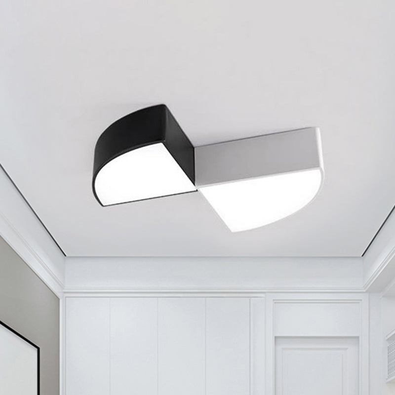 White/Black Sector Flush Light Modernist Led 10"/12"/14" Wide Metal Flush Mount Ceiling Fixture