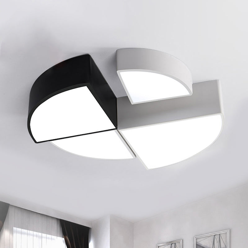 Lampada da soffitto modernista a settore bianco/nero con montaggio a incasso in metallo largo 10"/12"/14"