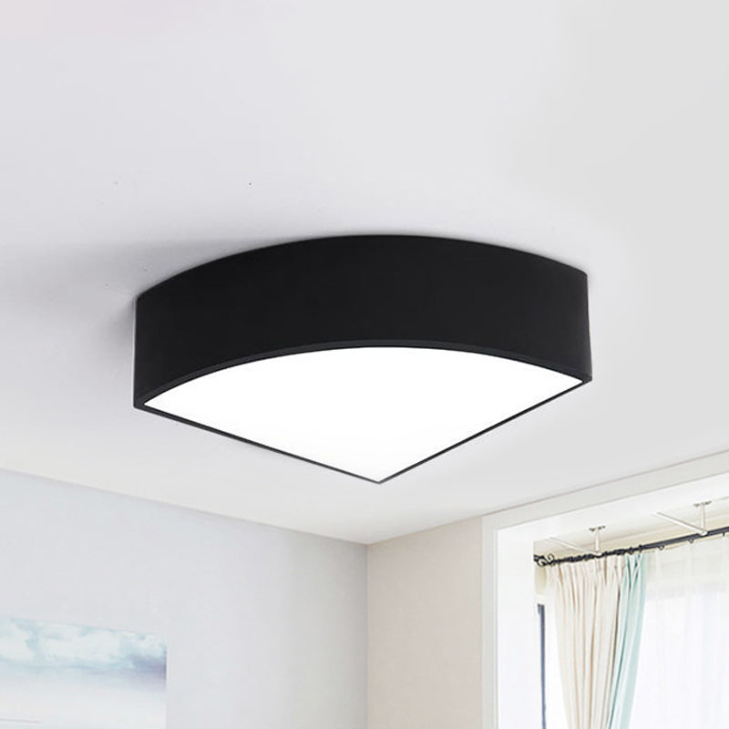 White/Black Sector Flush Light Modernist Led 10"/12"/14" Wide Metal Flush Mount Ceiling Fixture