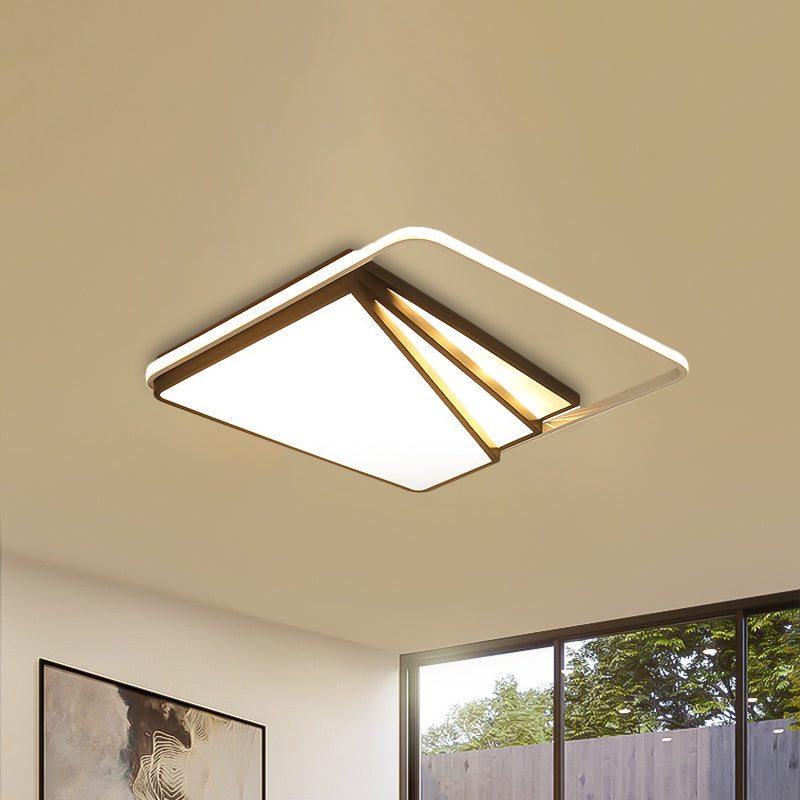 Multi-Layer Rotondo/Rettangolare/Quadrato Soffitto Luce di Montaggio A Flusso Moderno Metallo LED 18 "/23.5 "/35.5" Wide Black Camera da letto Luce di Soffitto A Flusso