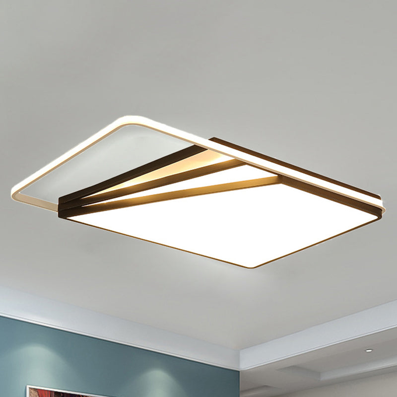 Multi-Layer Rotondo/Rettangolare/Quadrato Soffitto Luce di Montaggio A Flusso Moderno Metallo LED 18 "/23.5 "/35.5" Wide Black Camera da letto Luce di Soffitto A Flusso