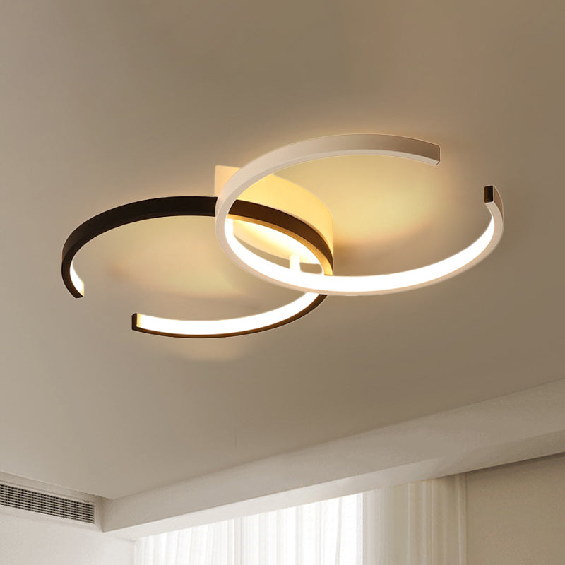 Zwart en wit/wit C-vormig plafondverlichting armatuur eenvoud LED Acryl semi-spoelplafondlicht in warm/wit/natuurlijk licht