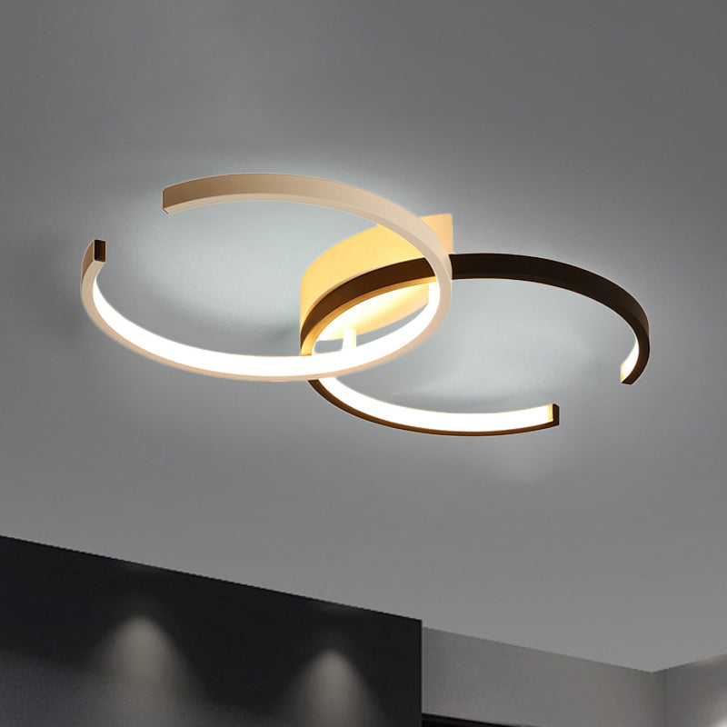 Zwart en wit/wit C-vormig plafondverlichting armatuur eenvoud LED Acryl semi-spoelplafondlicht in warm/wit/natuurlijk licht