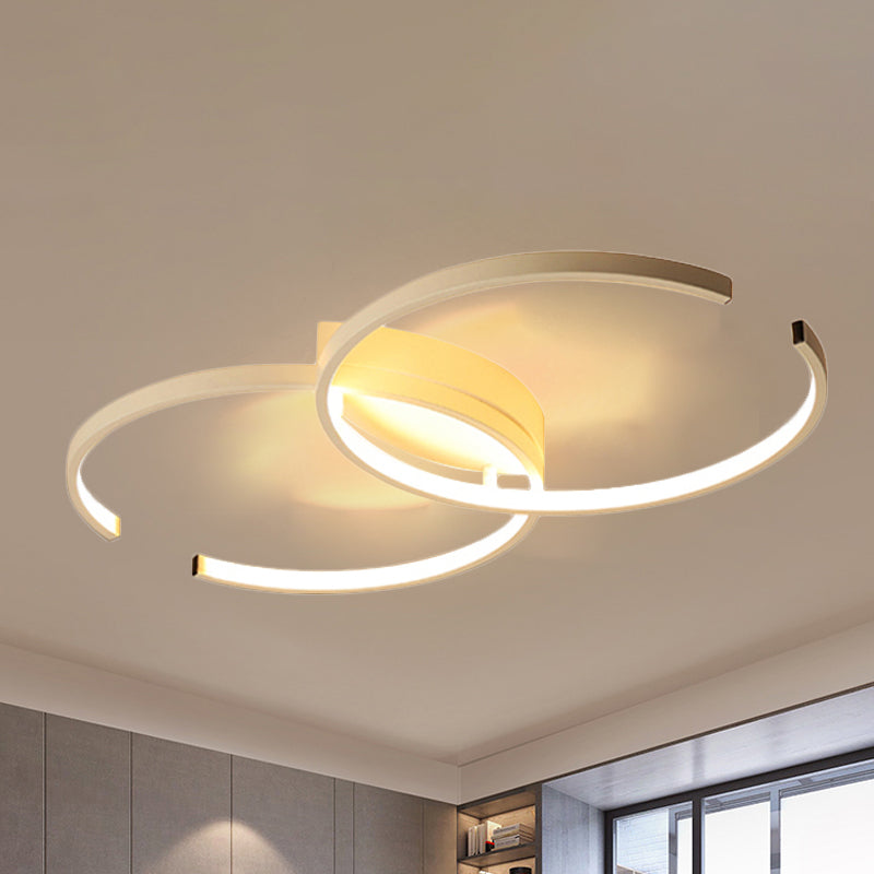 Black and White/White C-Shaped Ceiling Lighting Fixture Simplicity LED Acrylic Semi Flush Ceiling Light in Warm/White/Natural Light