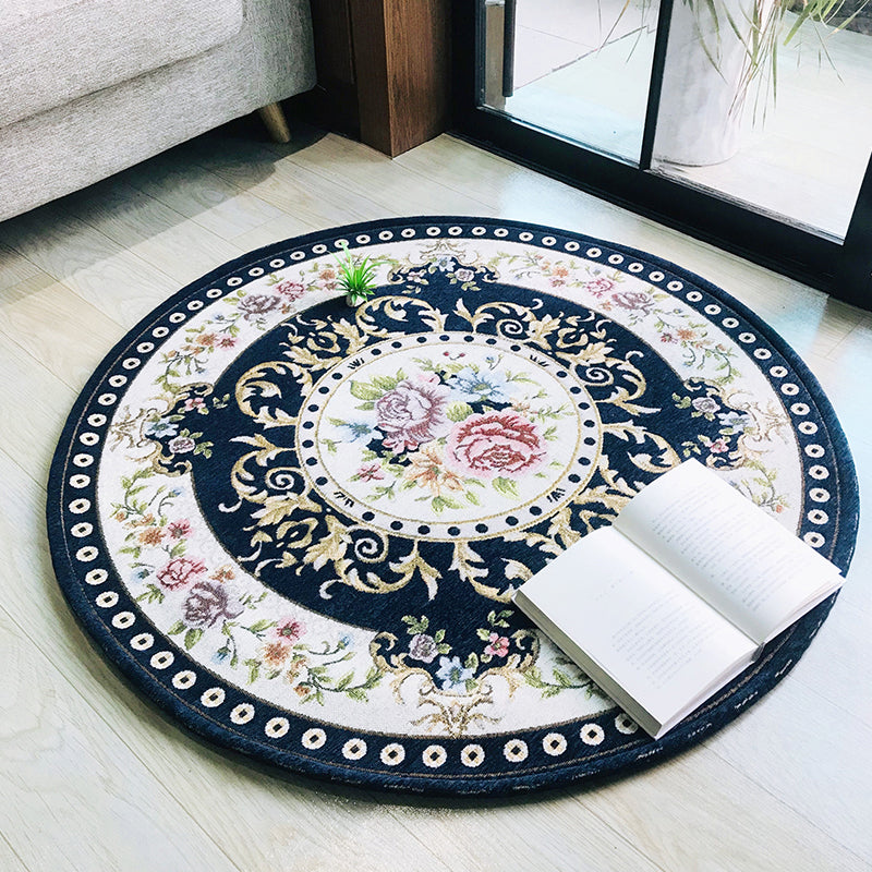 Antique Floral Printed Rug Multicolor Polypropylene Indoor Rug Anti-Slip Backing Pet Friendly Easy Care Carpet for Decor