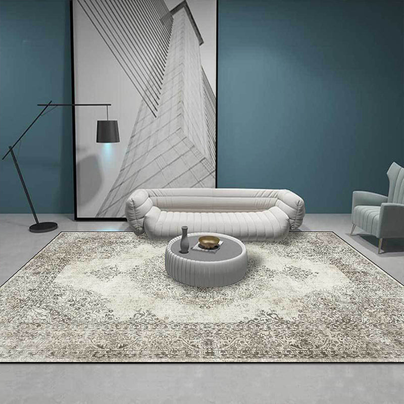 Shabby Chic Geometric Printed Rug Multi Colored Polyster Area Carpet Non-Slip Backing Pet Friendly Indoor Rug for Living Room