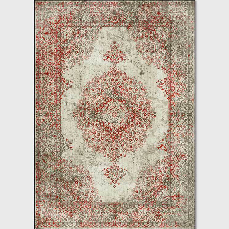 Shabby Chic Geometric Printed Rug Multi Colored Polyster Area Carpet Non-Slip Backing Pet Friendly Indoor Rug for Living Room