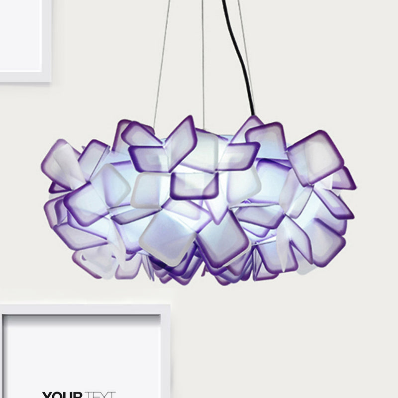 Brun / bleu / violet Blossom Drop Pendant Contemporary 21 "/27.5" De plus de plafond en acrylique 1 "de large pour le salon