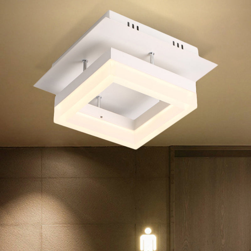 Acrylic Round/Square Ceiling Semi Flush Mount Light Modern LED Lighting Fixture in Warm/White Light for Corridor