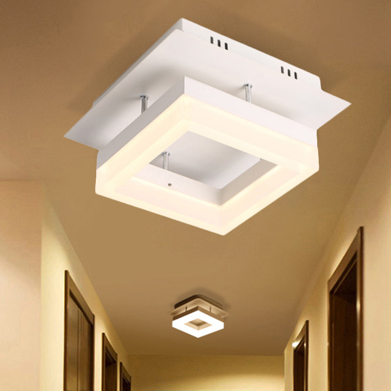 Acrylic Round/Square Ceiling Semi Flush Mount Light Modern LED Lighting Fixture in Warm/White Light for Corridor