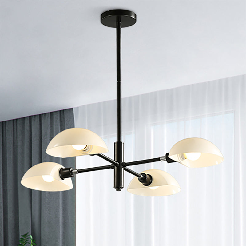 1/2 Tiers Chandelier Lamp Spoon Shade Nordic Simple Style Metal 4/6/8 Lights Hanging Ceiling Light with Black/Gold Rod