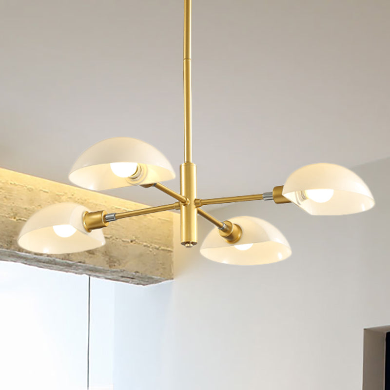 1/2 Tiers Chandelier Lamp Spoon Shade Nordic Simple Style Metal 4/6/8 Lights Hanging Ceiling Light with Black/Gold Rod