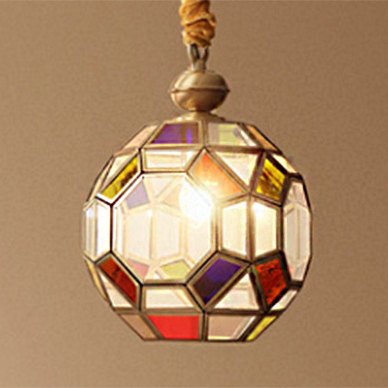 Global Ceiling Pendant Traditional Colorful Glass 1 Bulb Living Room Hanging Light Fixture