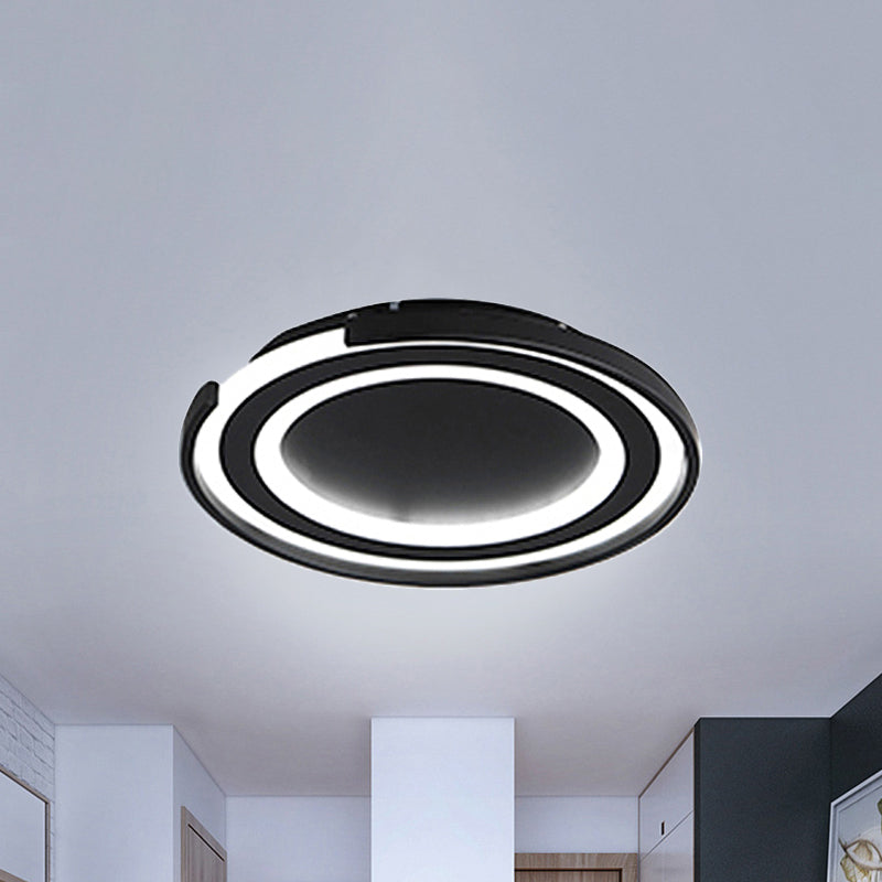 Lampada da incasso rotonda a soffitto semplice in metallo LED Nero/Bianco e nero Montaggio a incasso a soffitto per camera da letto in bianco caldo/bianco, diametro 16"/20,5"