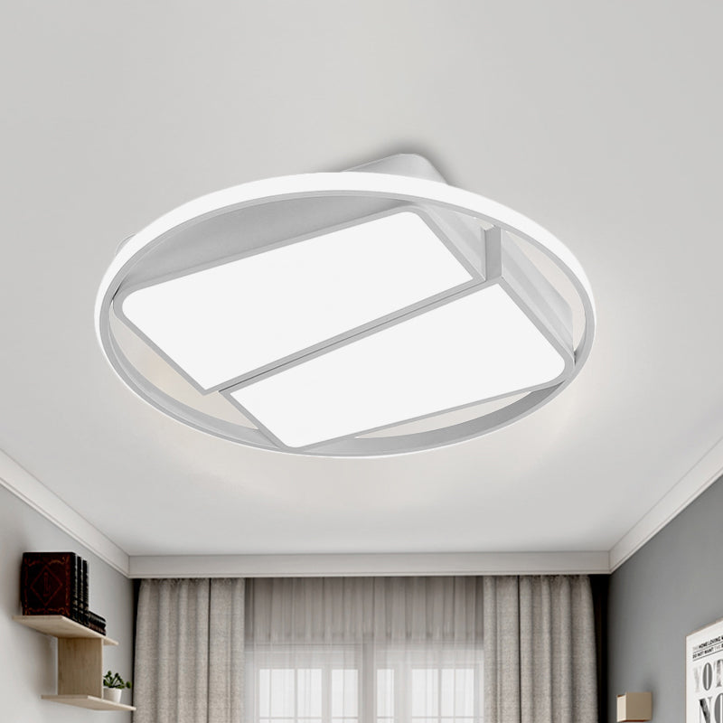 Plafonnier à 2 trapèzes moderne en métal noir/blanc LED 40,6 cm/49,5 cm de large pour chambre à coucher dans une lumière chaude/blanche