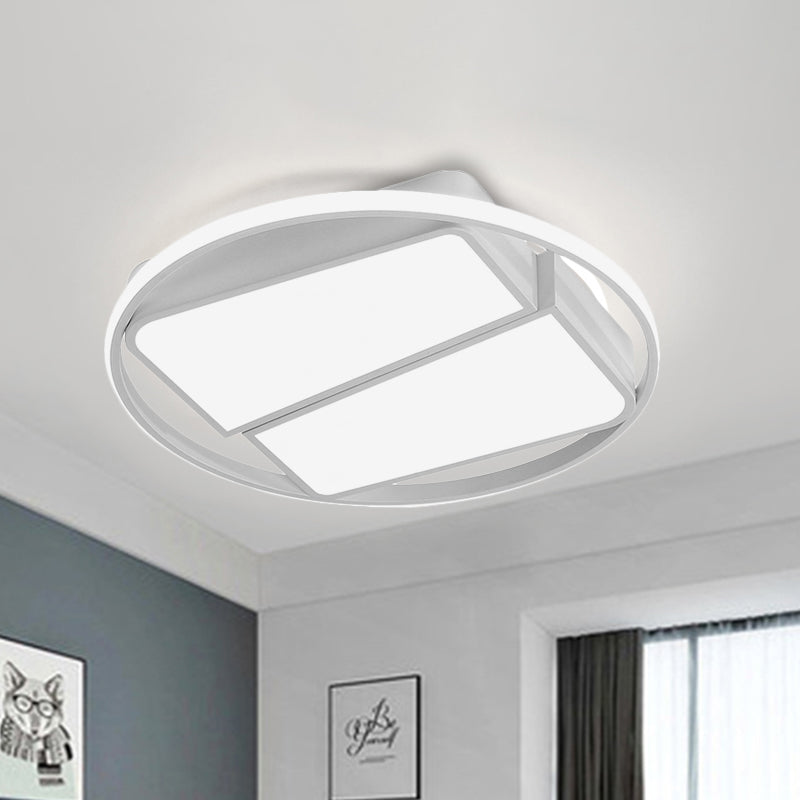 Lampada da soffitto trapezoidale a 2 luci moderna in metallo nero/bianco LED da 16"/19,5" ampia lampada da incasso per camera da letto con luce calda/bianca