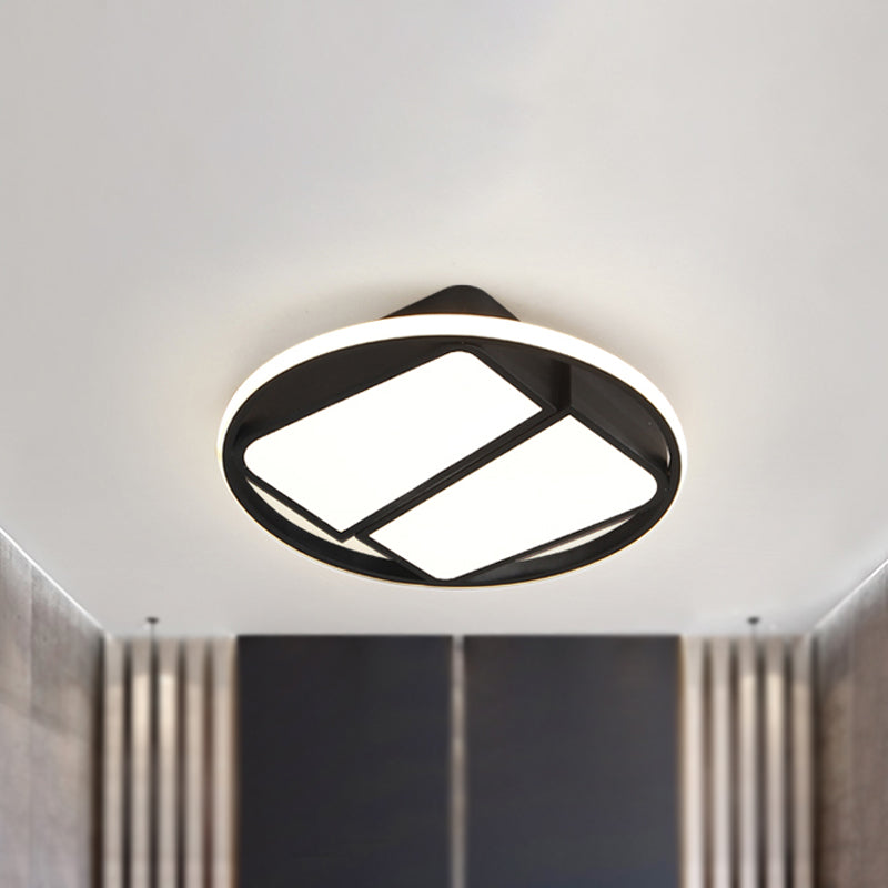 Lampada da soffitto trapezoidale a 2 luci moderna in metallo nero/bianco LED da 16"/19,5" ampia lampada da incasso per camera da letto con luce calda/bianca