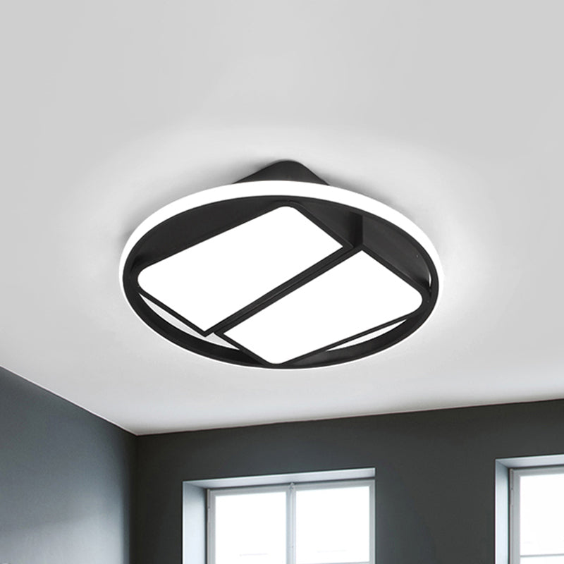 Lampada da soffitto trapezoidale a 2 luci moderna in metallo nero/bianco LED da 16"/19,5" ampia lampada da incasso per camera da letto con luce calda/bianca