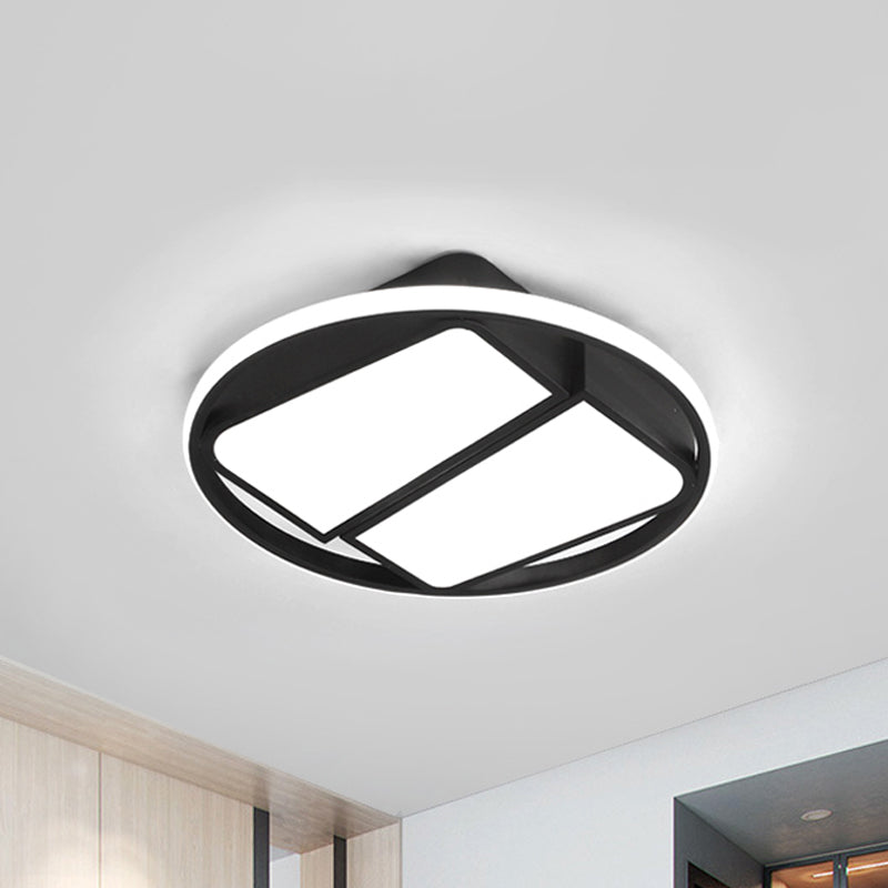 Lampada da soffitto trapezoidale a 2 luci moderna in metallo nero/bianco LED da 16"/19,5" ampia lampada da incasso per camera da letto con luce calda/bianca