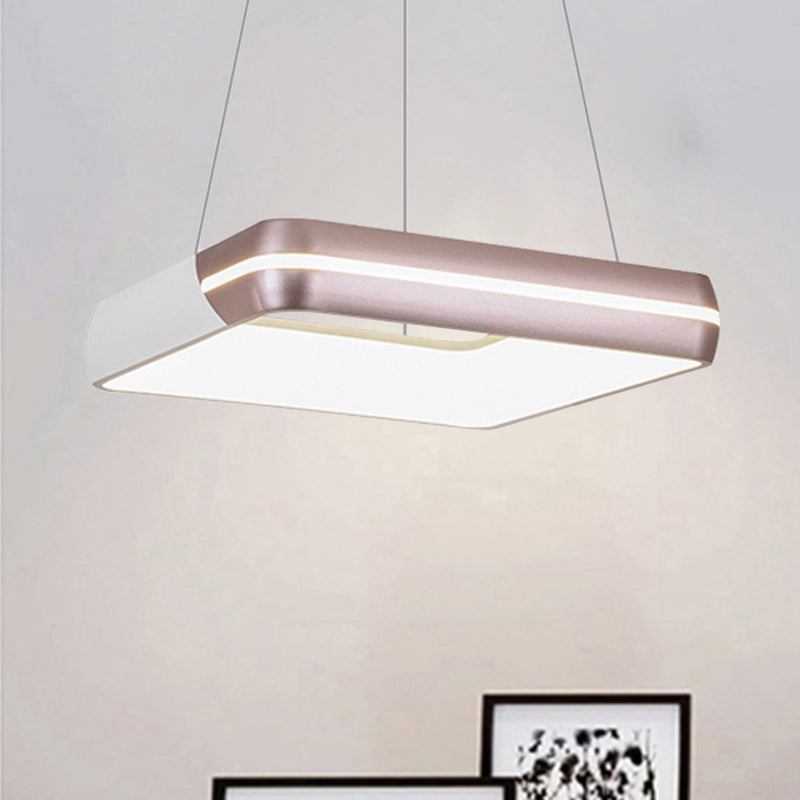 Square Hanging Lighting Modern Metal LED Rose Gold Suspension Pendant Light for Dining Room