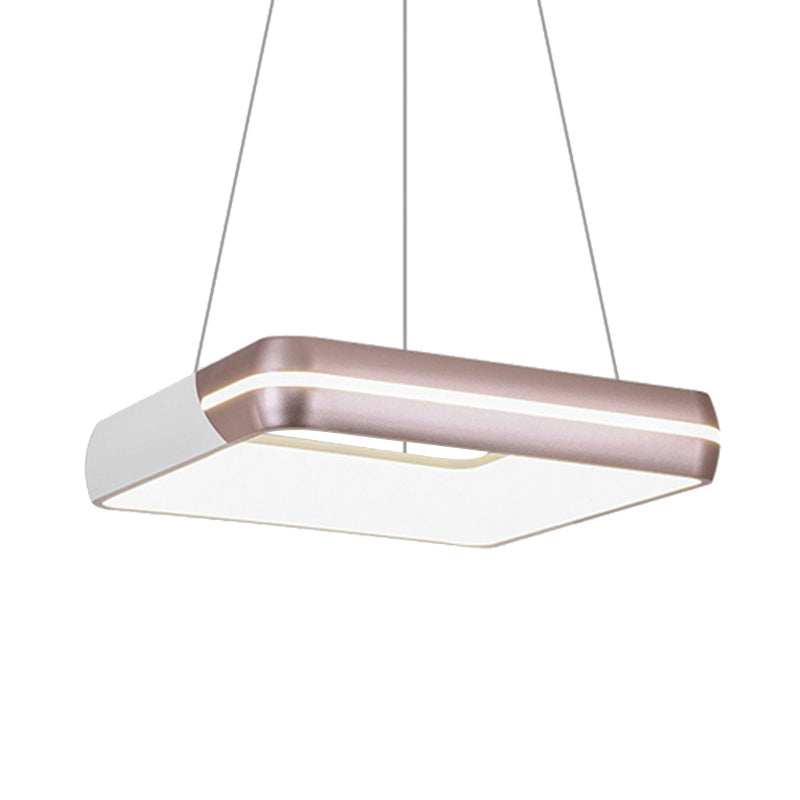 Square Hanging Lighting Modern Metal LED Rose Gold Suspension Pendant Light for Dining Room