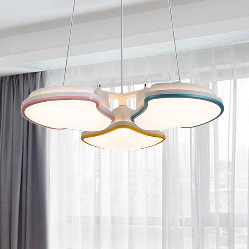 Éclairage de pendentif de chambre à coucher à 3 têtes avec une nuance de feuilles Multicolor LED suspendue suspendue