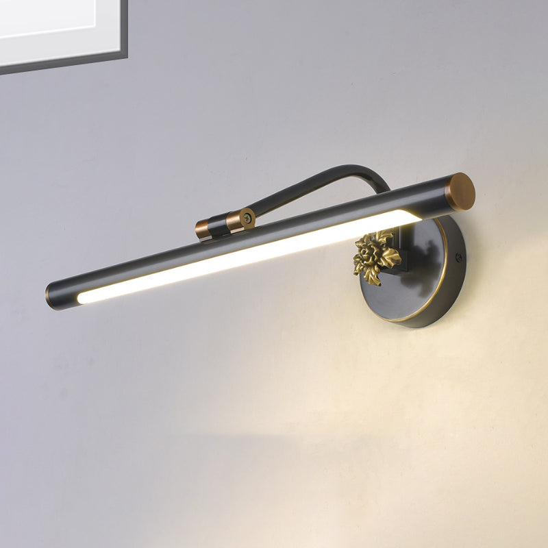 LED Bedroom Vanity Wall Sconce with Linear Metal Shade Black/Brass Finish Wall Light Fixture, 14"/18" Diameter